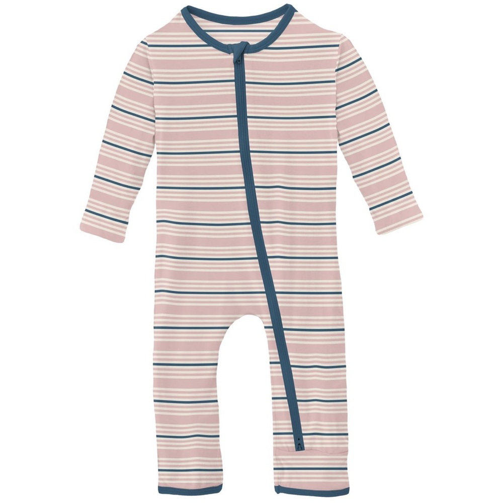 NWT • Kickee Pants Bamboo Coverall/Romper in Flotsam Stripe • 18-24m